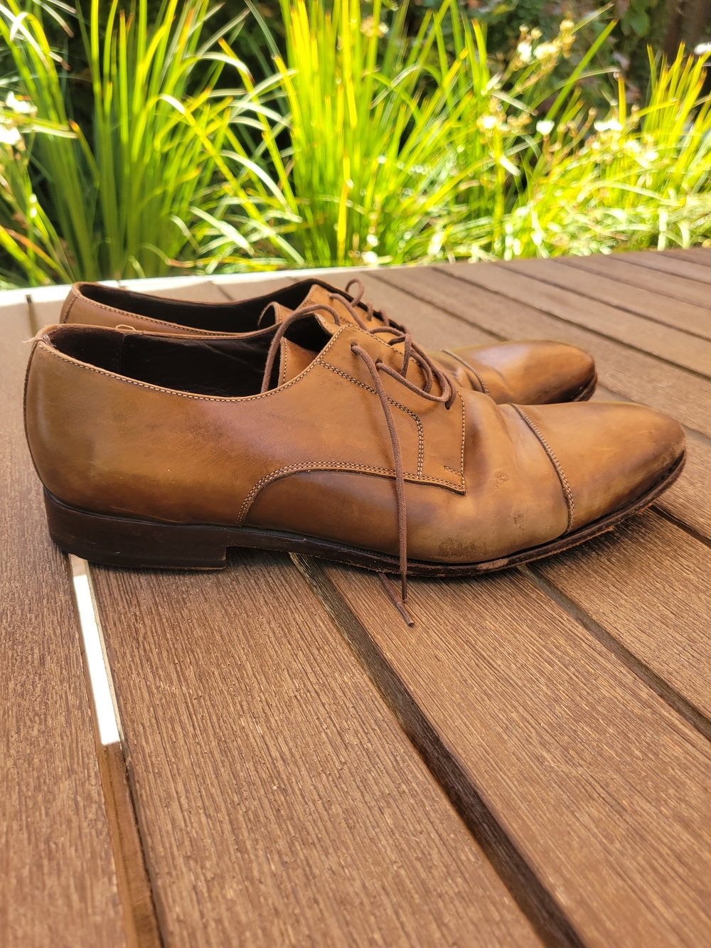 Vero Cuoio Tan Leather Derby Lace-Up Shoes